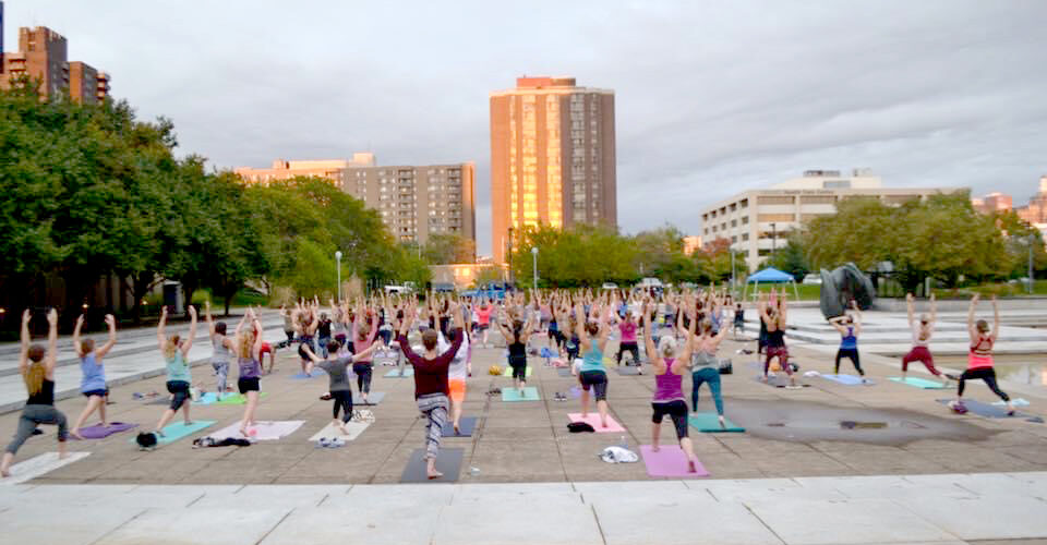 sky yoga at the everson on september 21, 2023