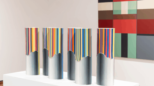 Detail shot of the exhibition "Lessons in Geometry" at the Everson Museum of Art