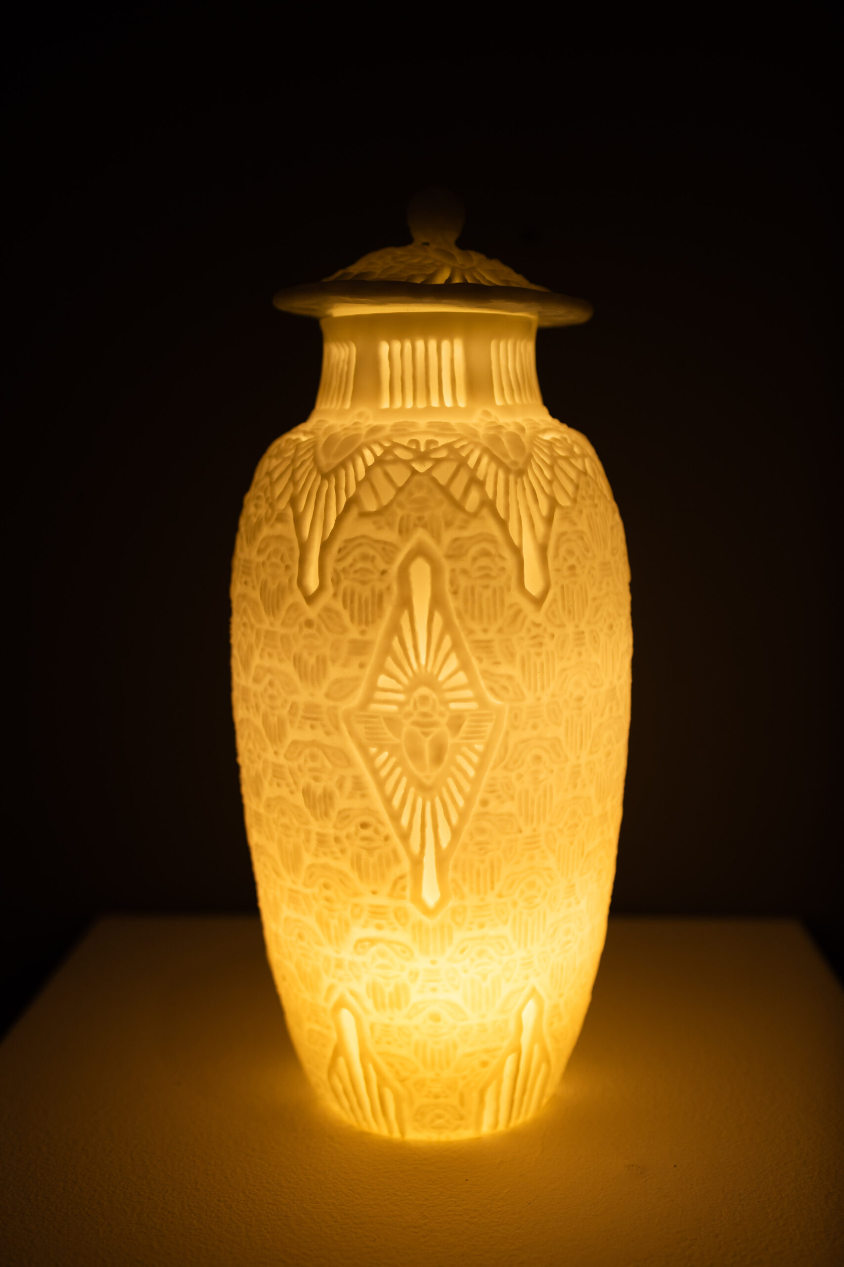 3D-printed Scarab Vase lit The 3D-printed "Scarab Vase" lit up