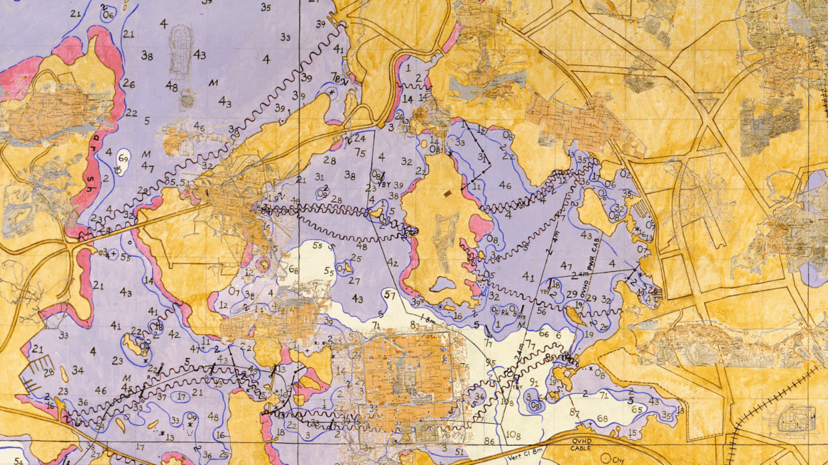 Detail shot of Joyce Kozloff's work titled "Bodies of Water: Cities of China"