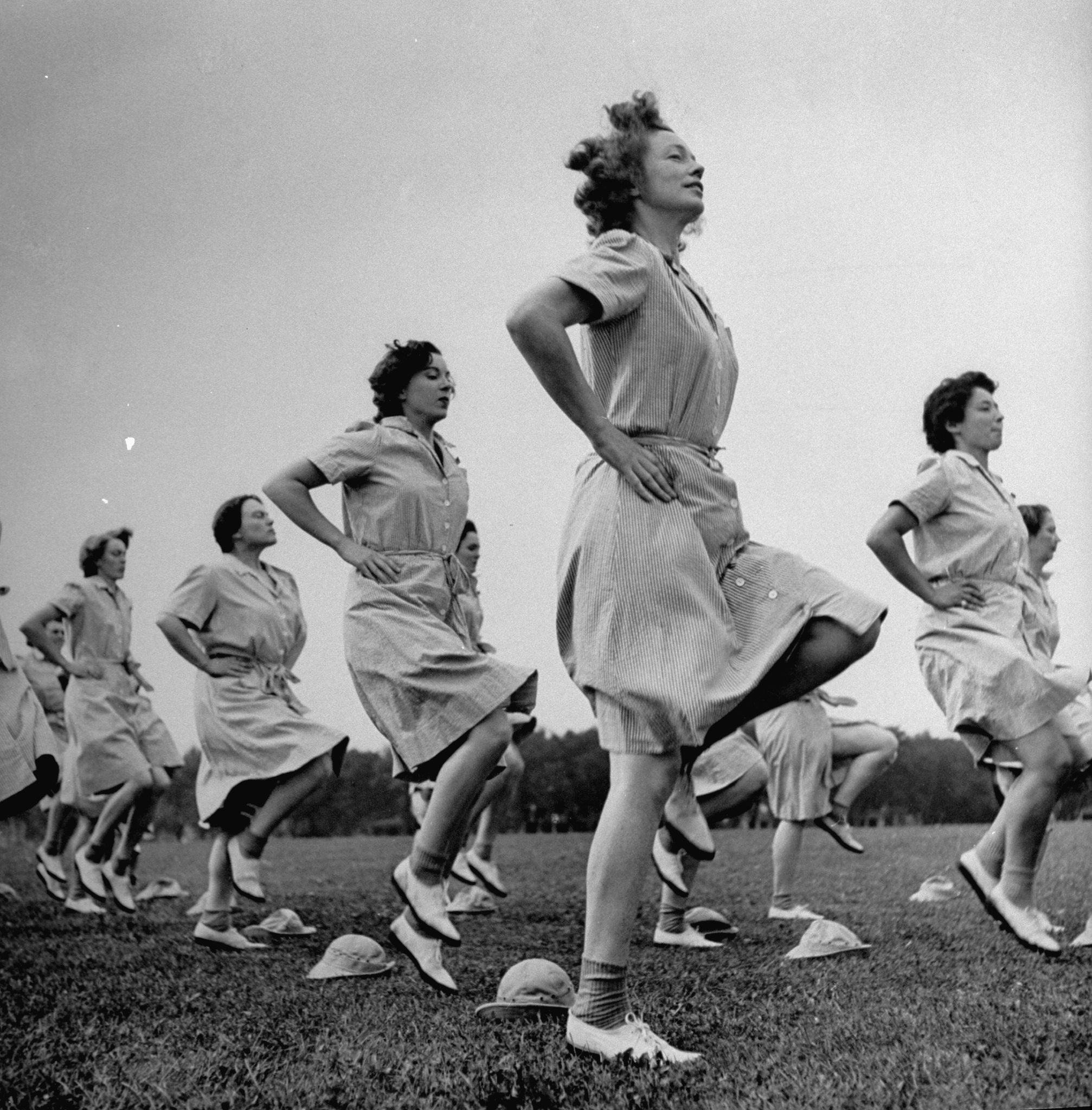 WACs doing daily calisthenics exercises.